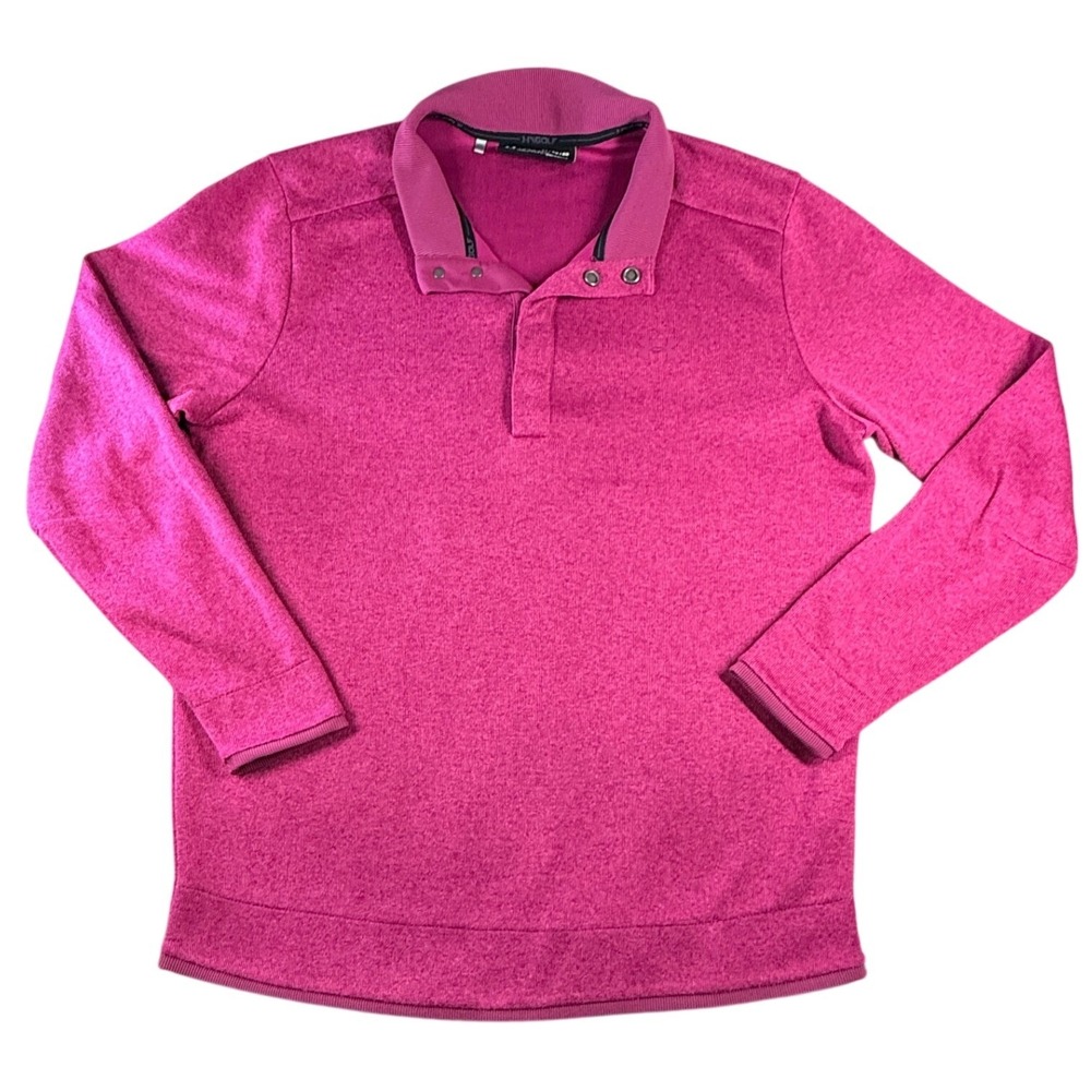 Under Armour Womens XL Pink Golf Sweater Pullover Button Collar Loose Fit‎